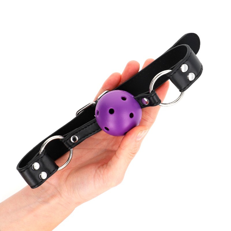 KINK Breathable Ball Gag 4 cm with Double Rivet - Purple