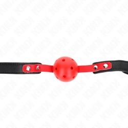 KINK Hollow Ball Gag 4 cm with Adjustable Black Strap - Red