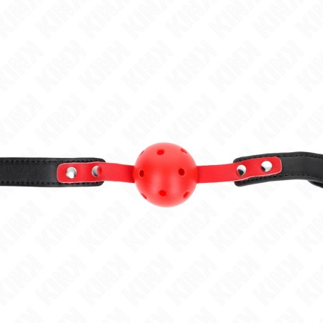 KINK Hollow Ball Gag 4 cm with Adjustable Black Strap - Red