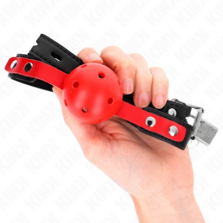 KINK Hollow Ball Gag 4 cm with Adjustable Black Strap - Red