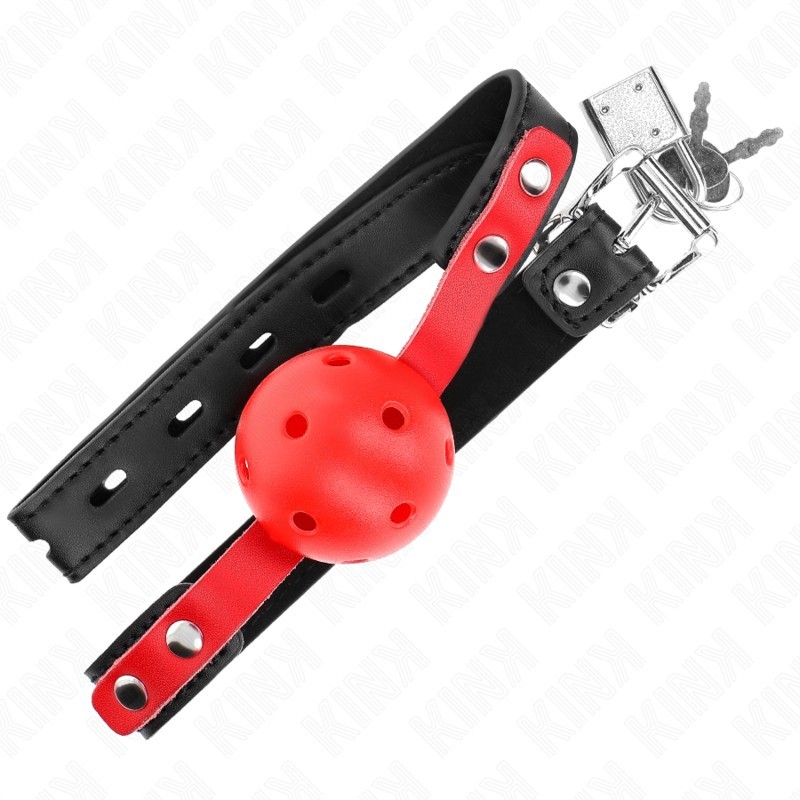 KINK Hollow Ball Gag 4 cm with Adjustable Black Strap - Red