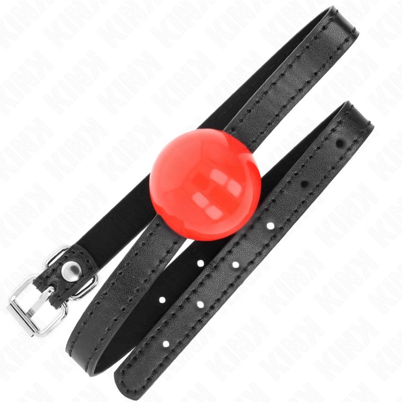 KINK Solid Ball Gag 4 cm with Slim Strap - Red