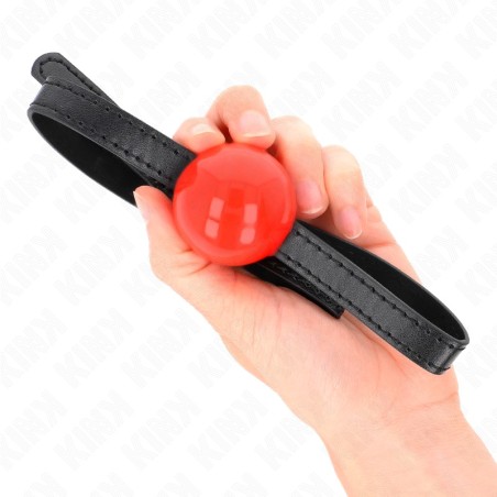 KINK Solid Ball Gag 4 cm with Slim Strap - Red