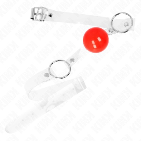 KINK Transparent PVC Ball Gag 4 cm Adjustable - Red