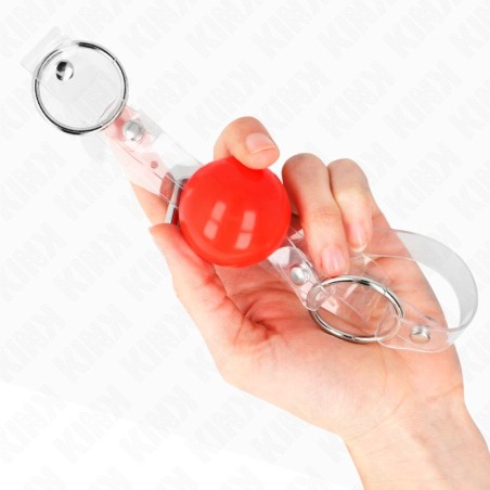 KINK Transparent PVC Ball Gag 4 cm Adjustable - Red