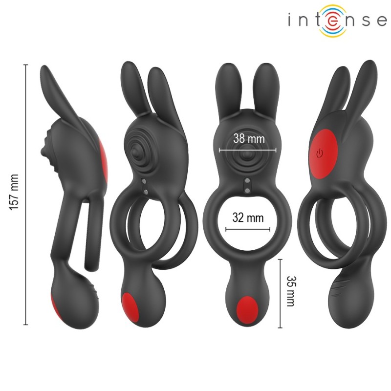 INTENSE Quinn Double Vibrating Cock Ring 9 Modes with Remote