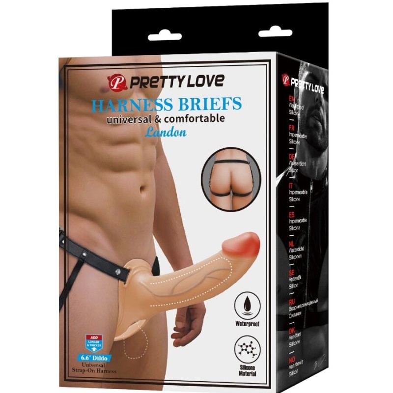Pretty Love Landon Hollow Strap-on with Harness - Light Skin