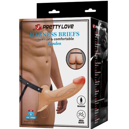 Κούφιο Strap-on Landon με Ζώνη 18 cm - Φυσικό Χρώμα