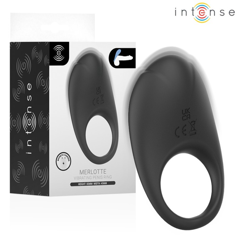 Intense Merlotte Vibrating Cock Ring with Clitoral Stimulator - Black