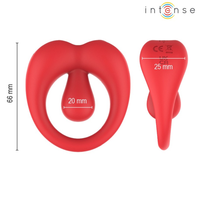Intense Russell Vibrating Cock Ring with Clitoral Stimulator - Red