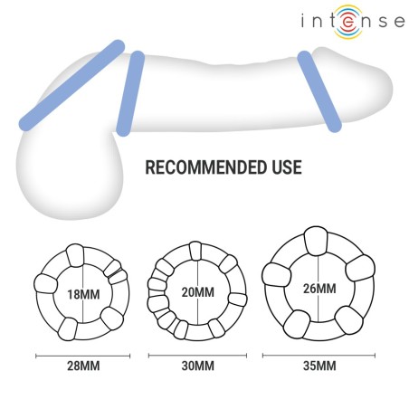 Intense Bourne Set of 3 Non Vibrating Cock Rings - Clear