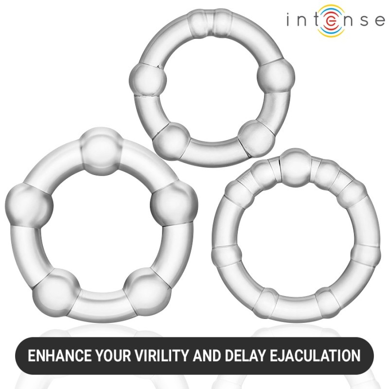 Intense Bourne Set of 3 Non Vibrating Cock Rings - Clear