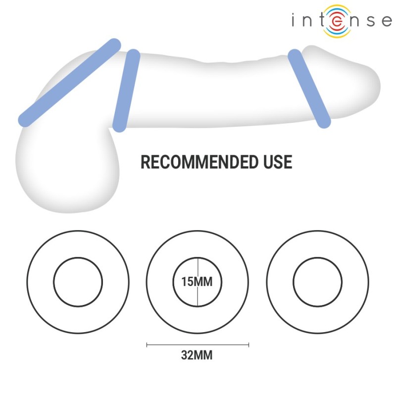 Intense Wick Set of 3 Cock Rings Various Colours