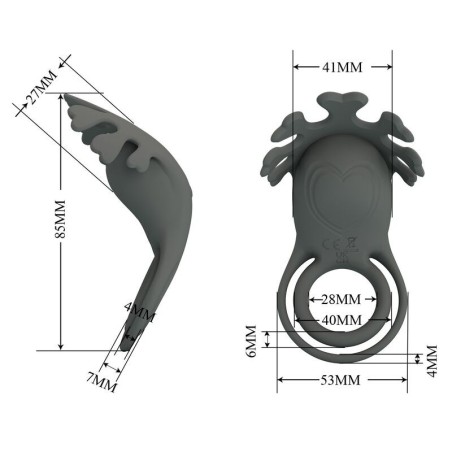 Pretty Love Rechargeable Vibrating Cock Ring with Stimulator