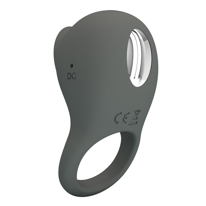 Pretty Love Rechargeable Vibrating Cock Ring with Oral Stimulator - Grey