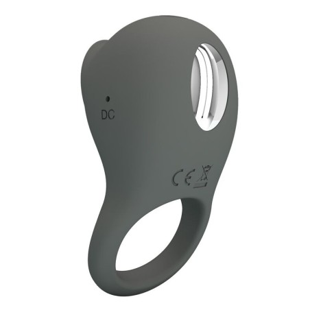 Pretty Love Rechargeable Vibrating Cock Ring with Oral Stimulator - Grey