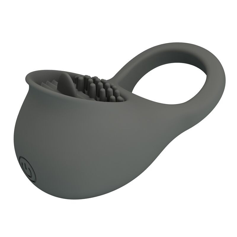 Pretty Love Rechargeable Vibrating Cock Ring with Oral Stimulator - Grey