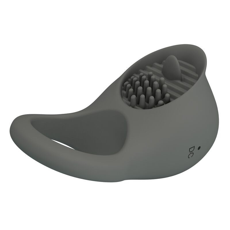 Pretty Love Rechargeable Vibrating Cock Ring with Oral Stimulator - Grey