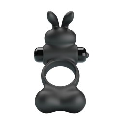 Δονούμενο Δαχτυλίδι Πέους με Διεγέρτη Rabbit 10 Προγραμμάτων - Μαύρο