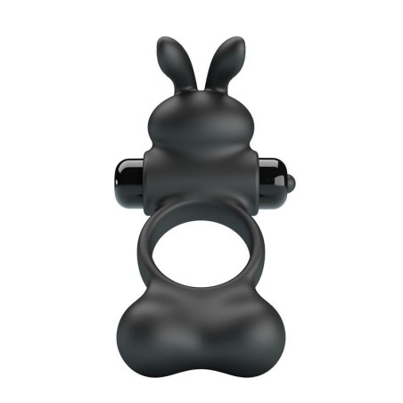Pretty Love Vibrating Cock Ring with Bunny Stimulator 10 Functions - Black