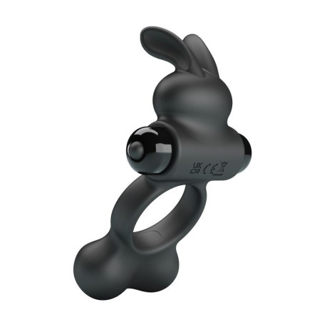 Δονούμενο Δαχτυλίδι Πέους με Διεγέρτη Rabbit 10 Προγραμμάτων - Μαύρο
