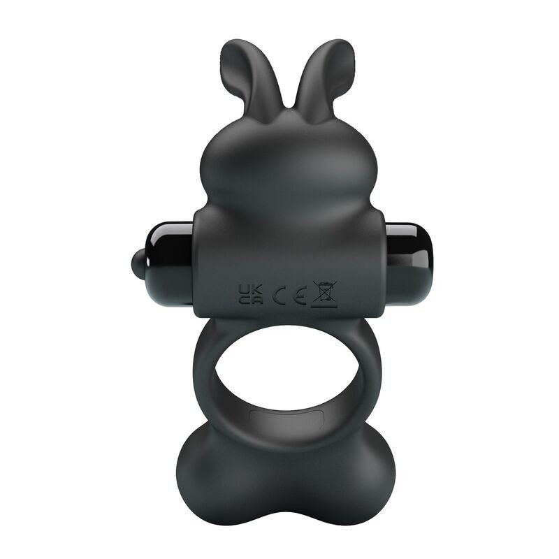 Pretty Love Vibrating Cock Ring with Bunny Stimulator 10 Functions - Black