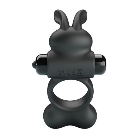 Pretty Love Vibrating Cock Ring with Bunny Stimulator 10 Functions - Black