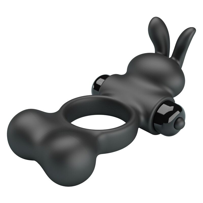 Pretty Love Vibrating Cock Ring with Bunny Stimulator 10 Functions - Black