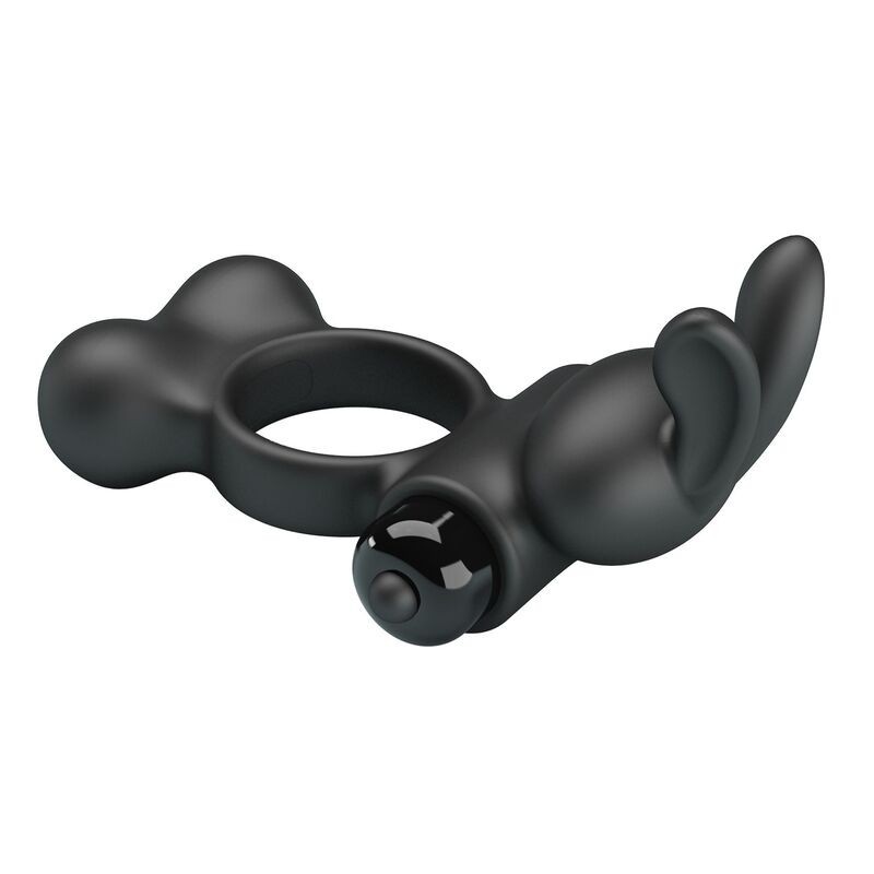 Pretty Love Vibrating Cock Ring with Bunny Stimulator 10 Functions - Black