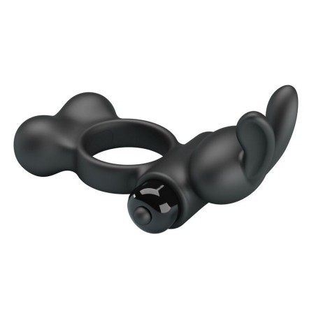 Pretty Love Vibrating Cock Ring with Bunny Stimulator 10 Functions - Black