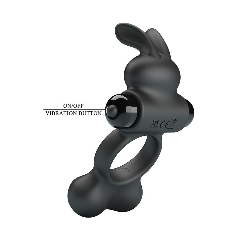 Pretty Love Vibrating Cock Ring with Bunny Stimulator 10 Functions - Black