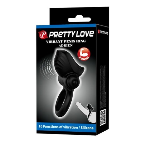 Pretty Love Adrien Vibrating Cock Ring 10 Functions Black