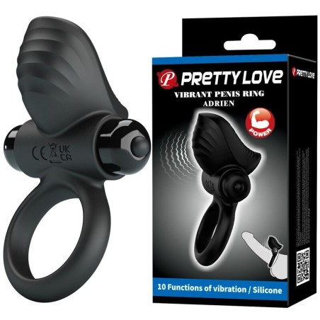 Pretty Love Adrien Vibrating Cock Ring 10 Functions Black