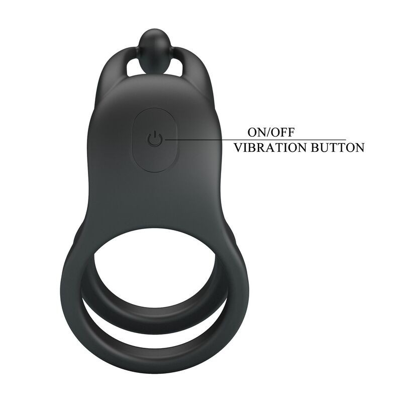 Pretty Love Goodwin Rechargeable Double Vibrating Cock Ring Black