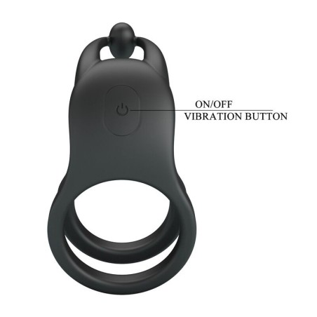 Pretty Love Goodwin Rechargeable Double Vibrating Cock Ring Black