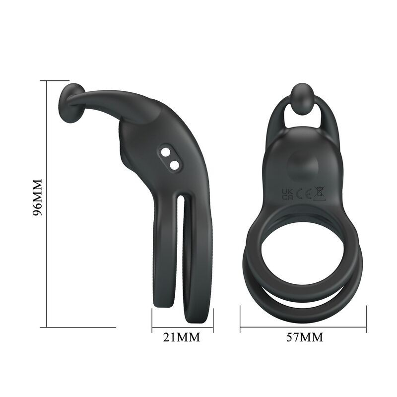 Pretty Love Goodwin Rechargeable Double Vibrating Cock Ring Black