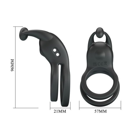 Pretty Love Goodwin Rechargeable Double Vibrating Cock Ring Black
