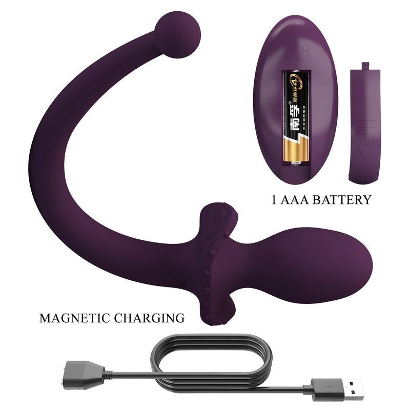 Pretty Love Lioea Vibrating Anal Plug with Tail 12 Modes Remote Control - Purple