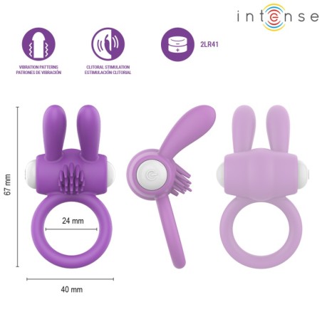 Intense Hopps Vibrating Cock Ring with Clitoral Stimulator Purple