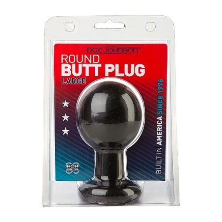 Doc Johnson - Round Butt Plug - Large - Black