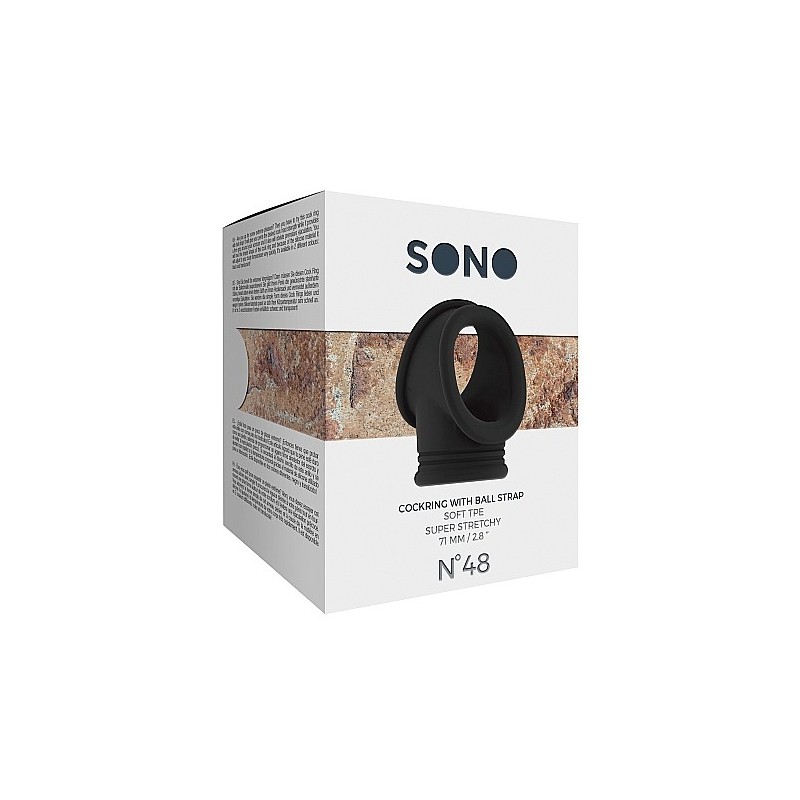 No.48 - Cockring with Ball Strap - Black