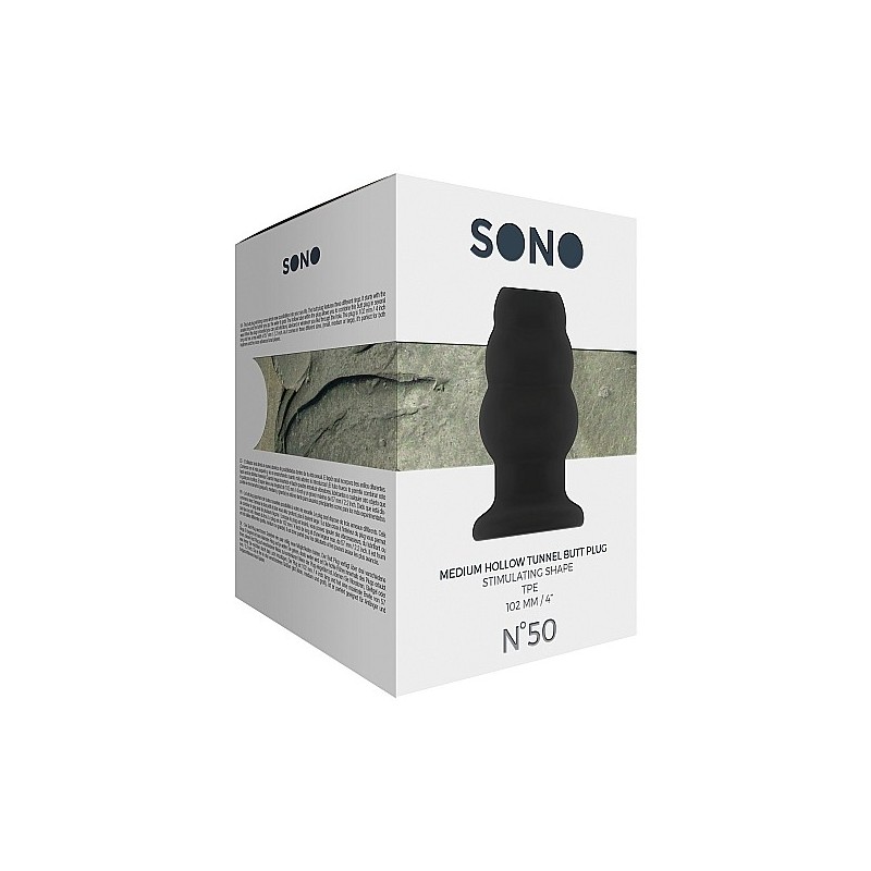 No.50 - Medium Hollow Tunnel Butt Plug - 10 cm - Black