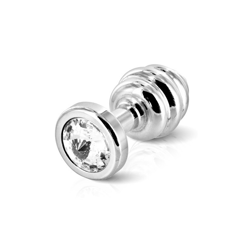 DIOGOL - Anal Butt Plug Ribbed Silver - 2,5cm