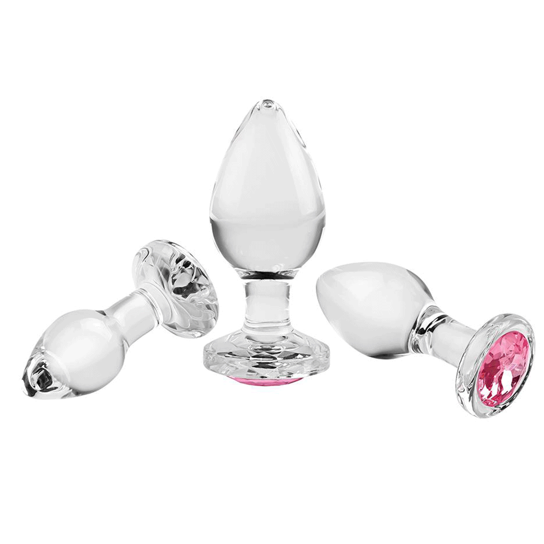 ADAM & EVE | PINK GEM GLASS PLUG SET