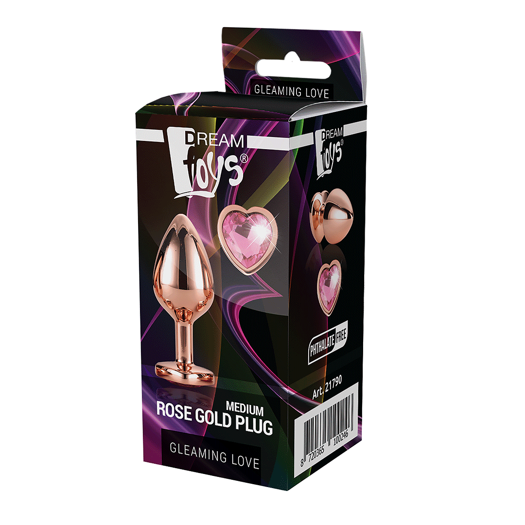 GLEAMING LOVE | Rose Gold Plug | Πρωκτική Σφήνα Αλουμινίου Με Κόσμημα | Medium