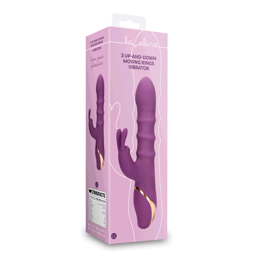 LoveLine | 3 Up-and-Down Moving Rings Vibrator - Orchidee Purple