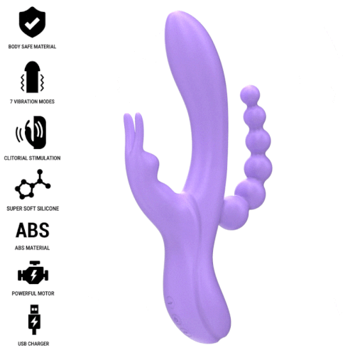 INTENSE | MIKO | Triple Vibrator Rabbit & Stimulator & Anal 7 Vibrations - Purple