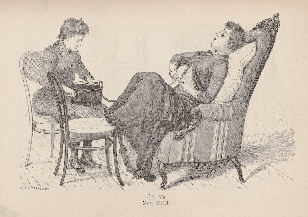 Demonstrating a vibrator, around 1800